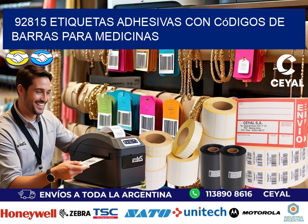 92815 etiquetas adhesivas con códigos de barras para medicinas