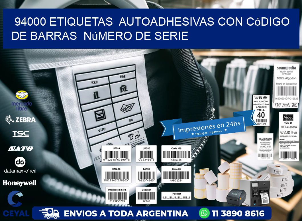 94000 etiquetas  autoadhesivas con código de barras  número de serie