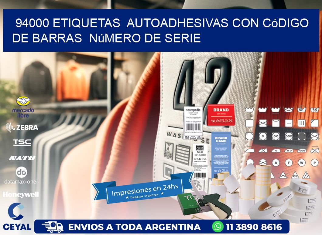 94000 etiquetas  autoadhesivas con código de barras  número de serie