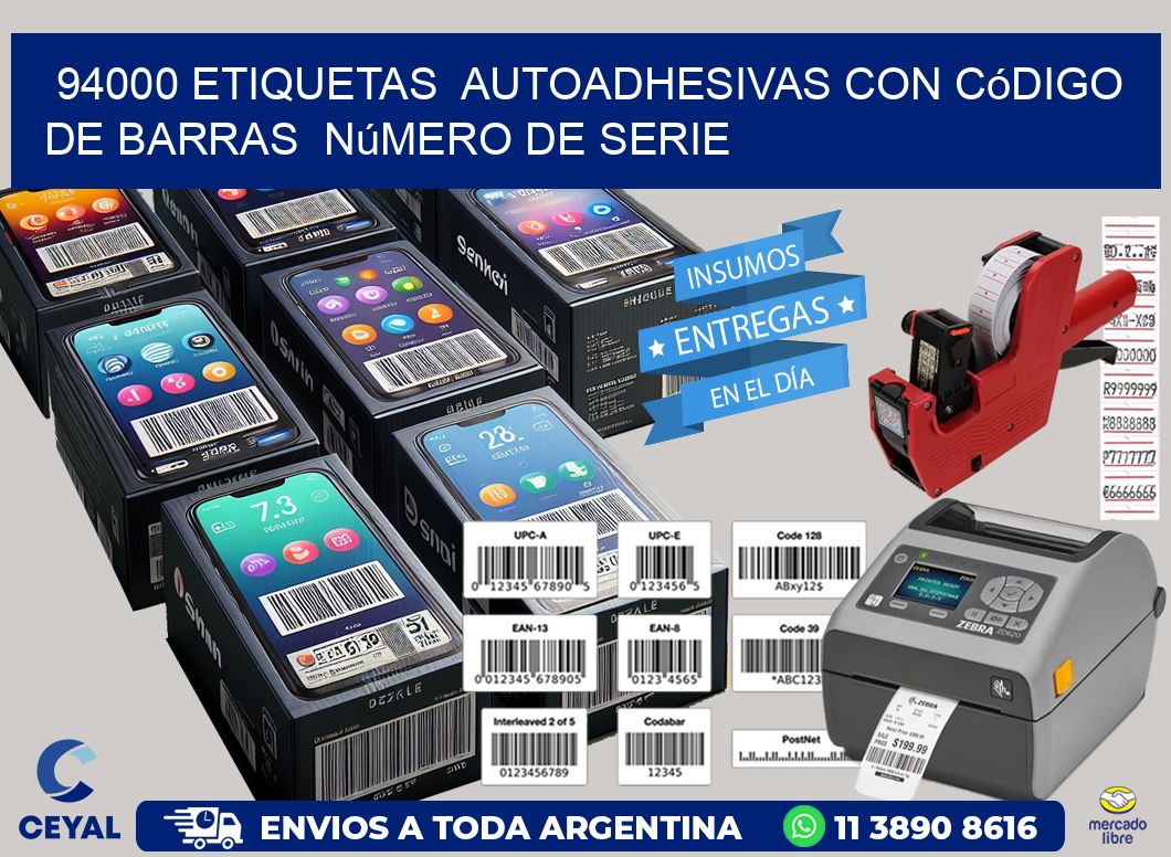 94000 etiquetas  autoadhesivas con código de barras  número de serie