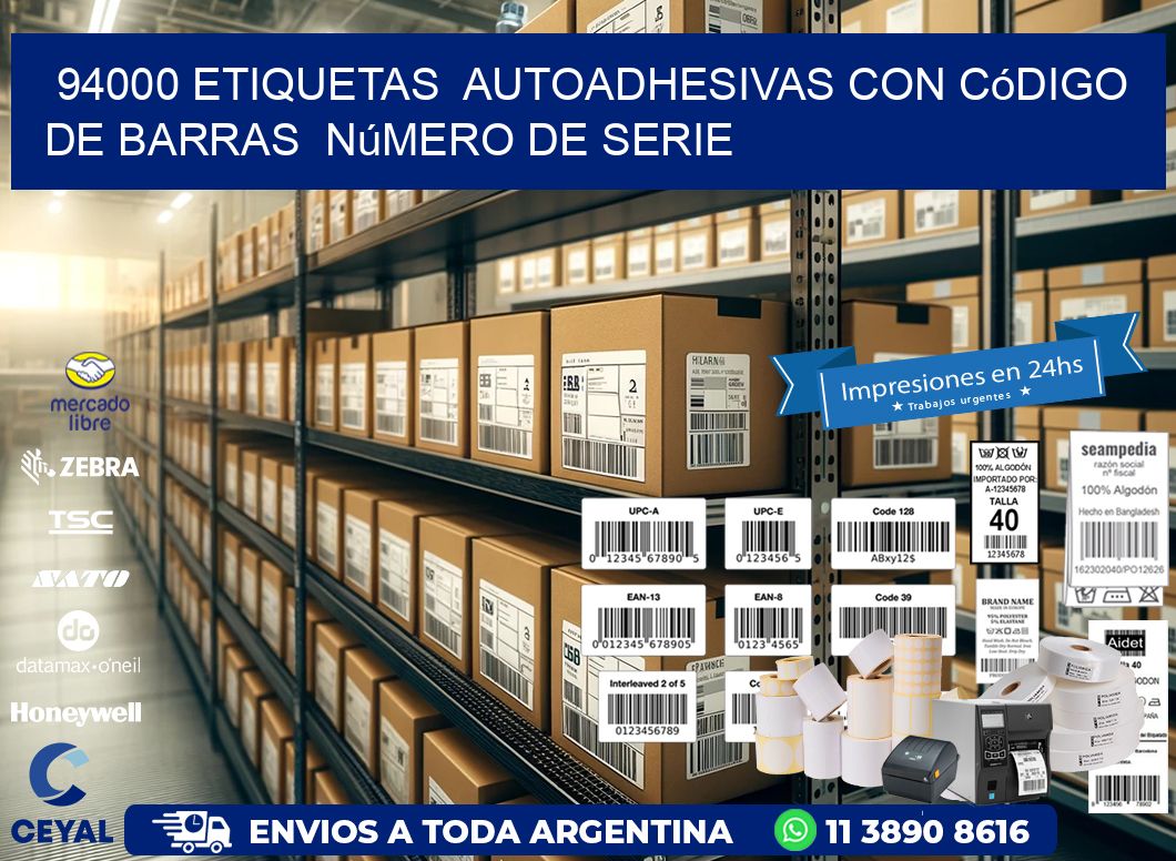 94000 etiquetas  autoadhesivas con código de barras  número de serie