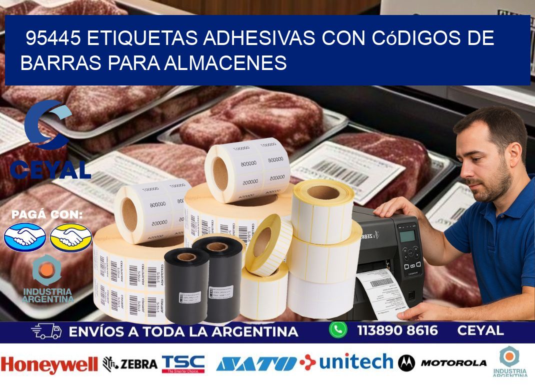 95445 etiquetas adhesivas con códigos de barras para almacenes