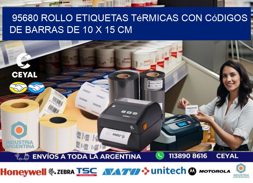 95680 Rollo etiquetas térmicas con Códigos de Barras de 10 x 15 cm