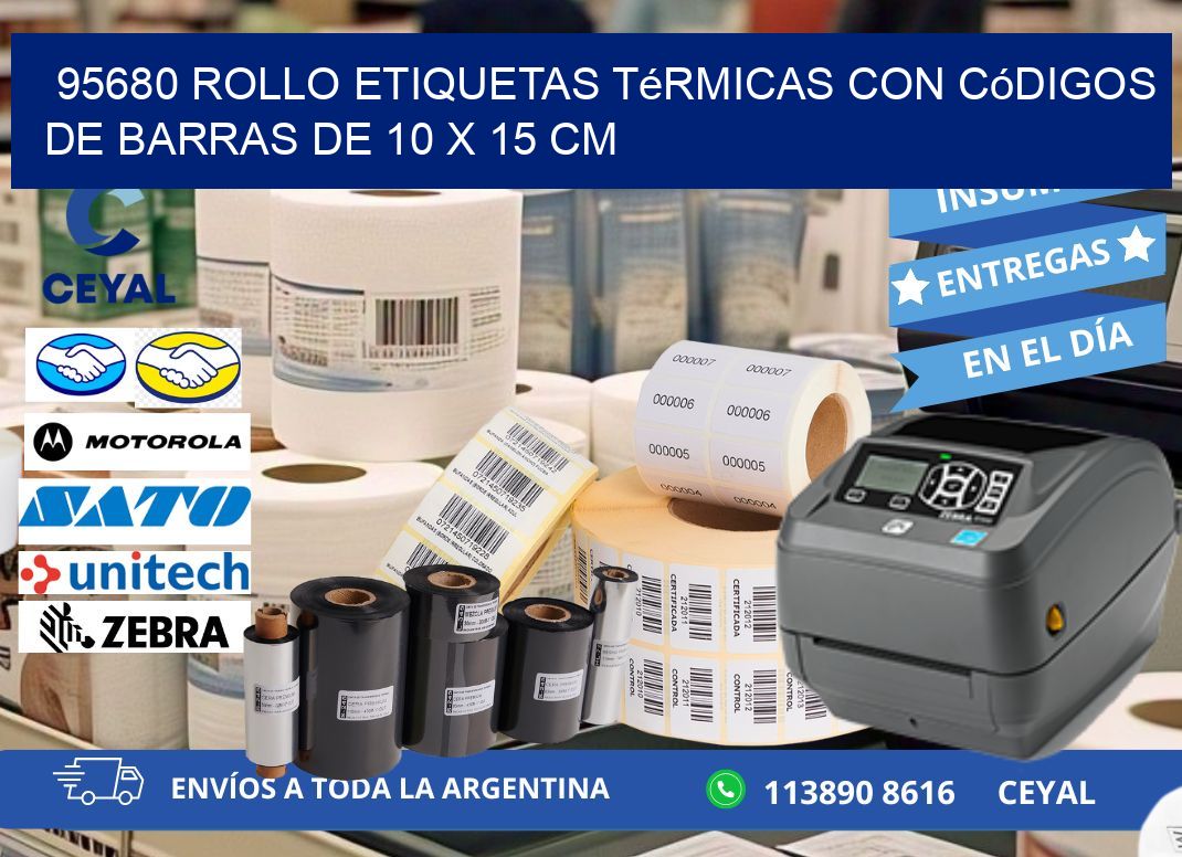 95680 Rollo etiquetas térmicas con Códigos de Barras de 10 x 15 cm
