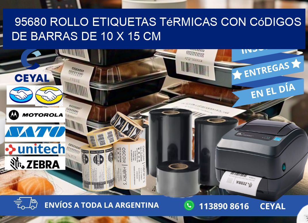 95680 Rollo etiquetas térmicas con Códigos de Barras de 10 x 15 cm