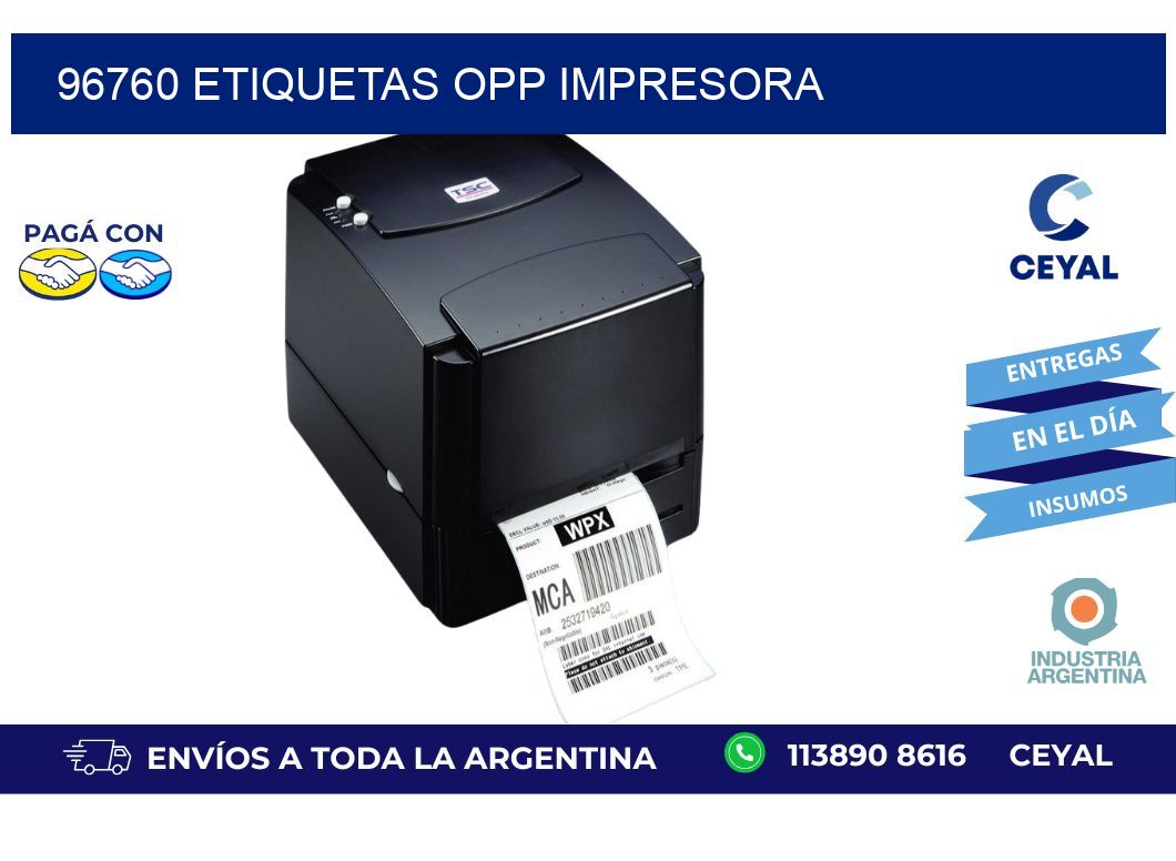 96760 etiquetas opp impresora