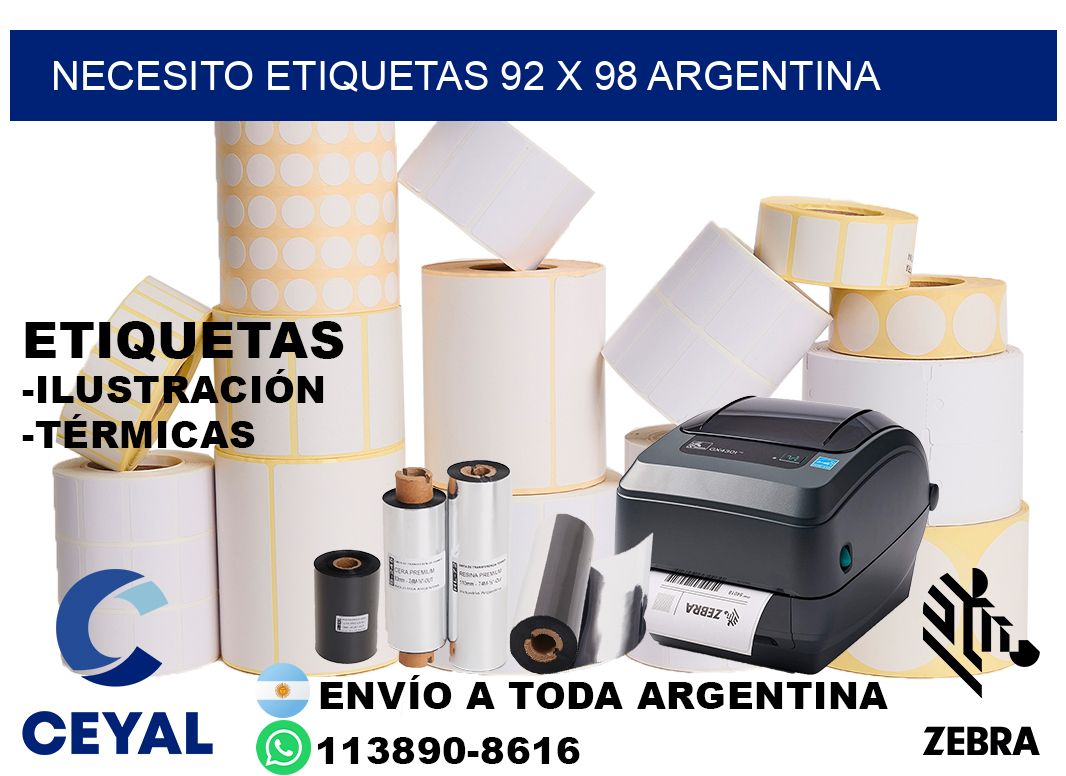 Necesito etiquetas 92 x 98 argentina