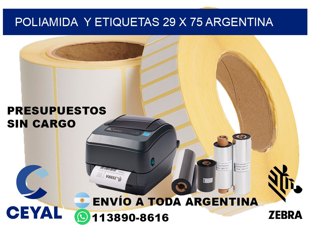 Poliamida  y etiquetas 29 x 75 argentina