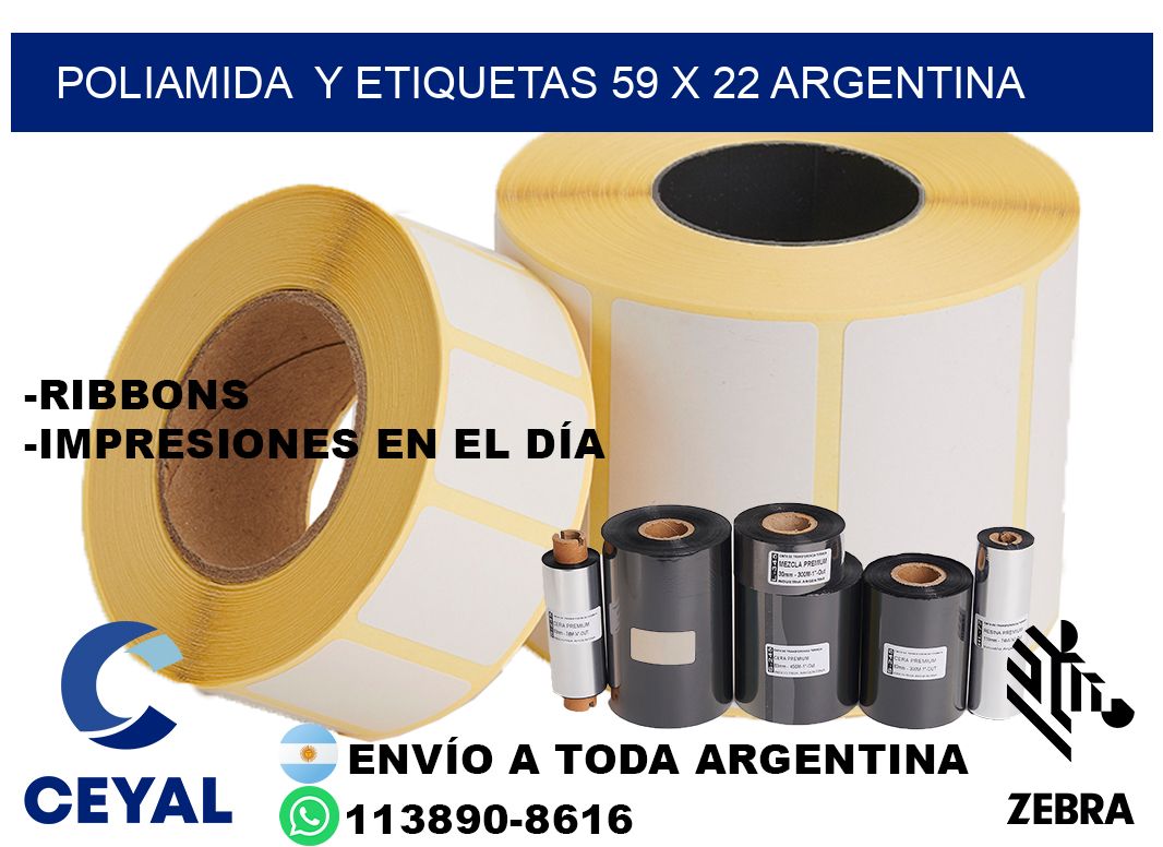 Poliamida  y etiquetas 59 x 22 argentina