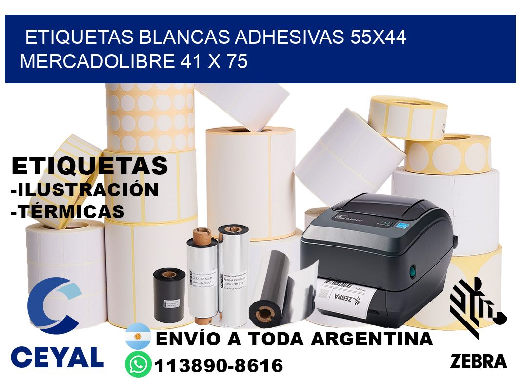 etiquetas blancas adhesivas 55x44 mercadolibre 41 x 75