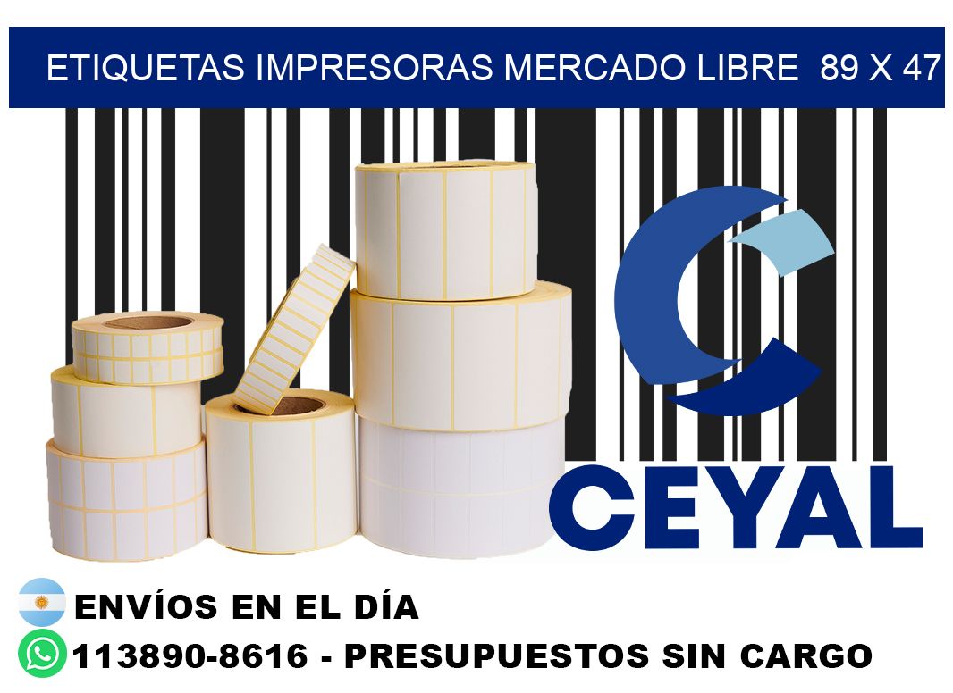 etiquetas impresoras mercado libre  89 x 47