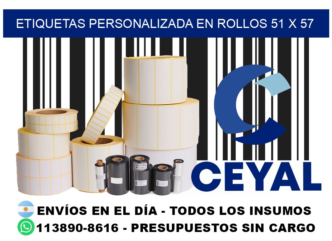 etiquetas personalizada en rollos 51 x 57