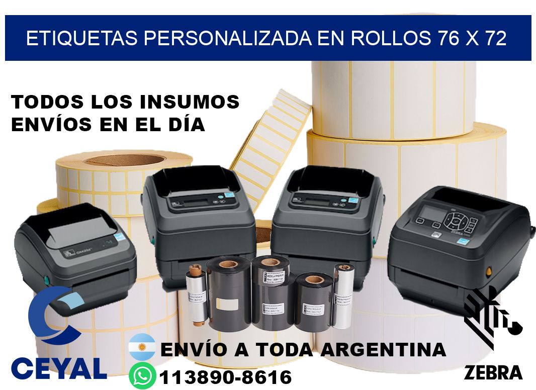 etiquetas personalizada en rollos 76 x 72