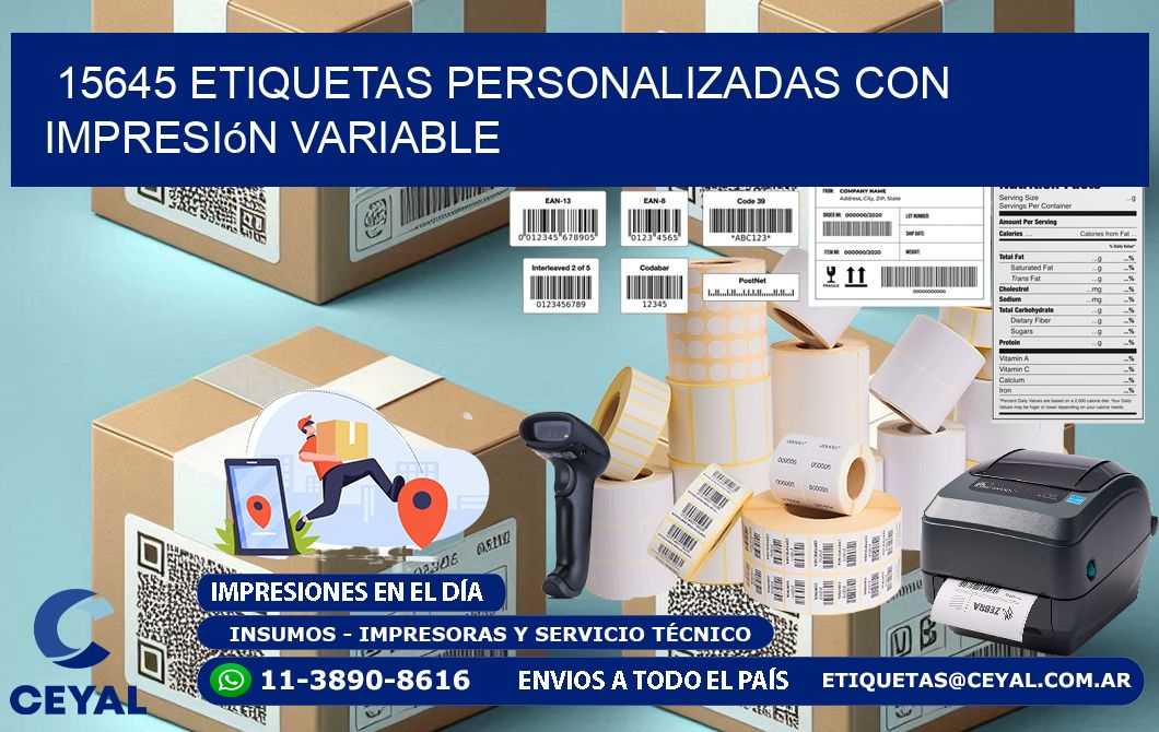 15645 etiquetas personalizadas con impresión variable