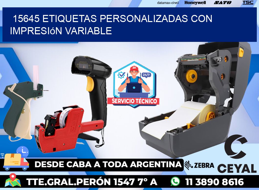 15645 etiquetas personalizadas con impresión variable