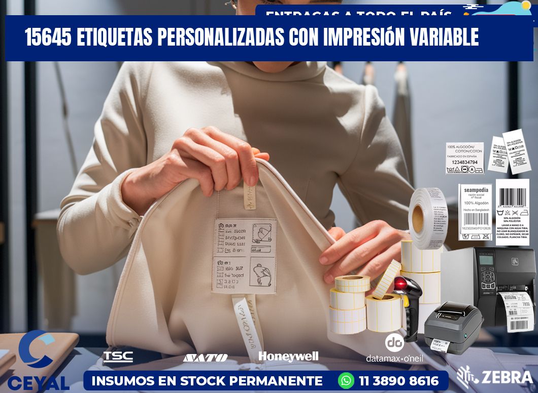 15645 etiquetas personalizadas con impresión variable