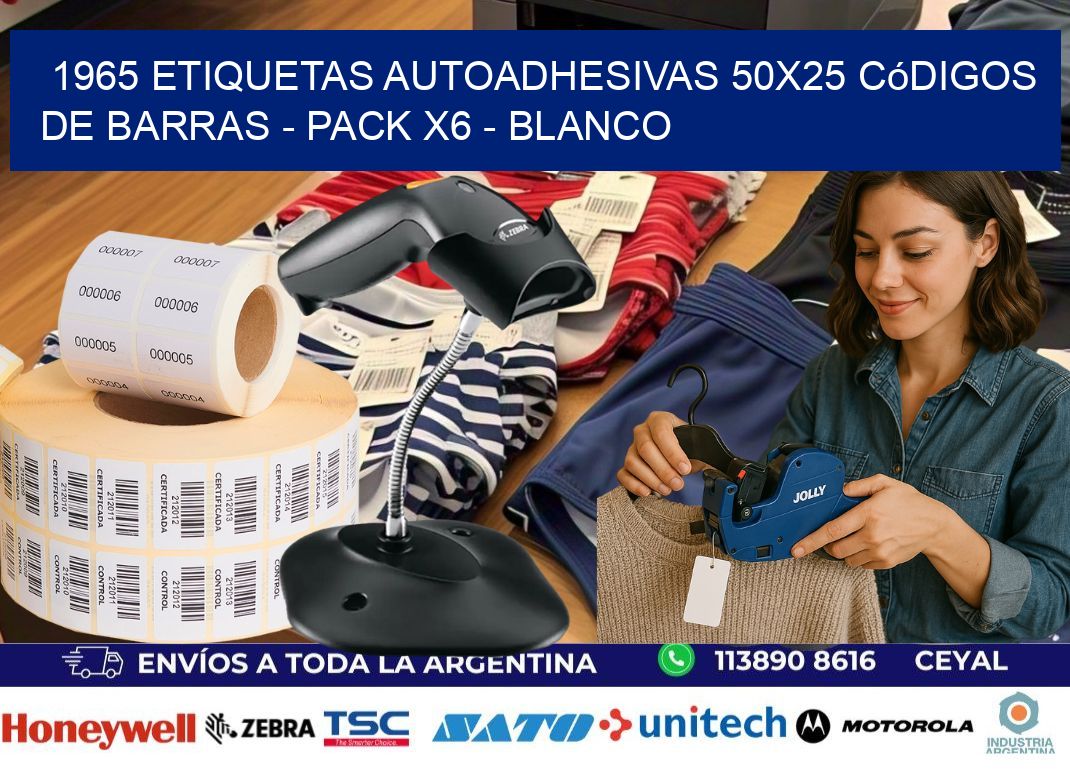 1965 Etiquetas Autoadhesivas 50×25 Códigos De Barras – Pack X6 – Blanco