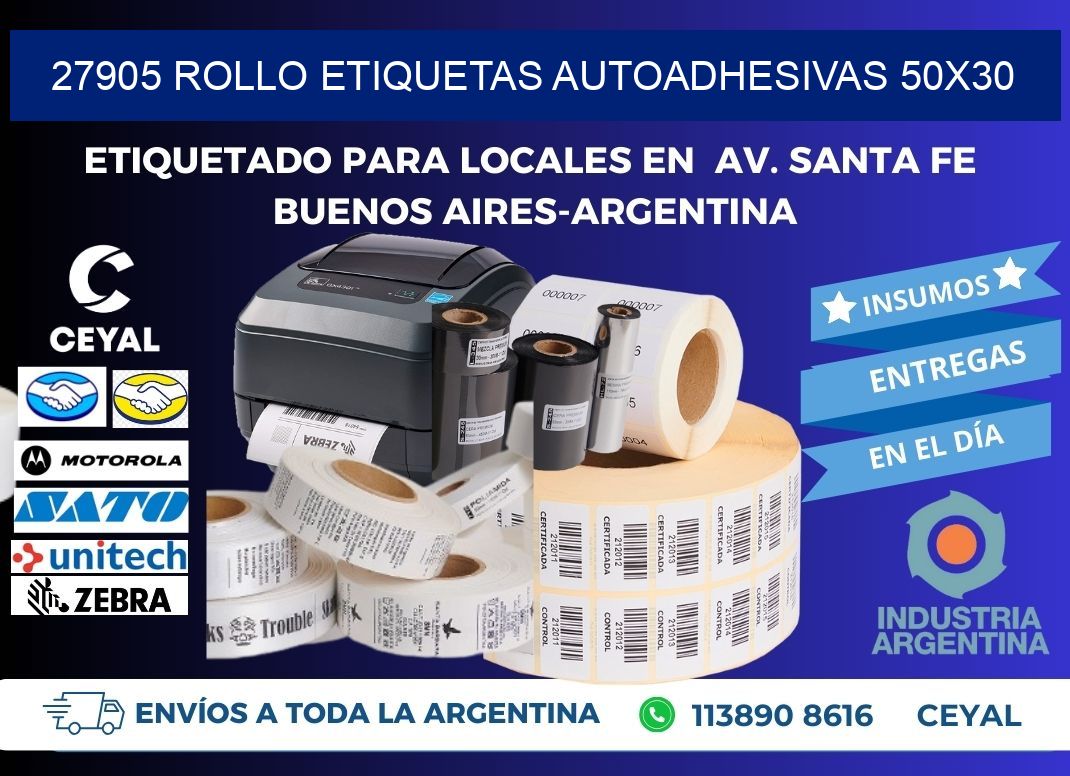 27905 Rollo Etiquetas autoadhesivas 50x30