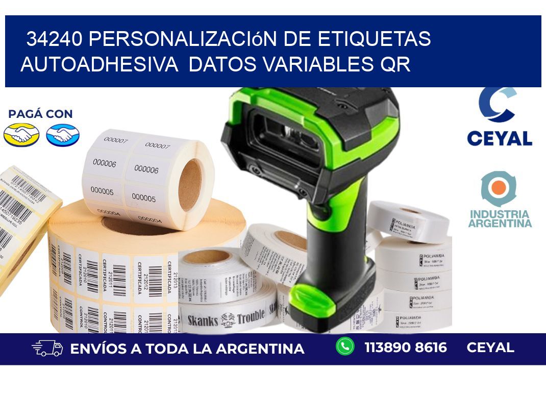 34240 Personalización de etiquetas autoadhesiva  datos variables QR