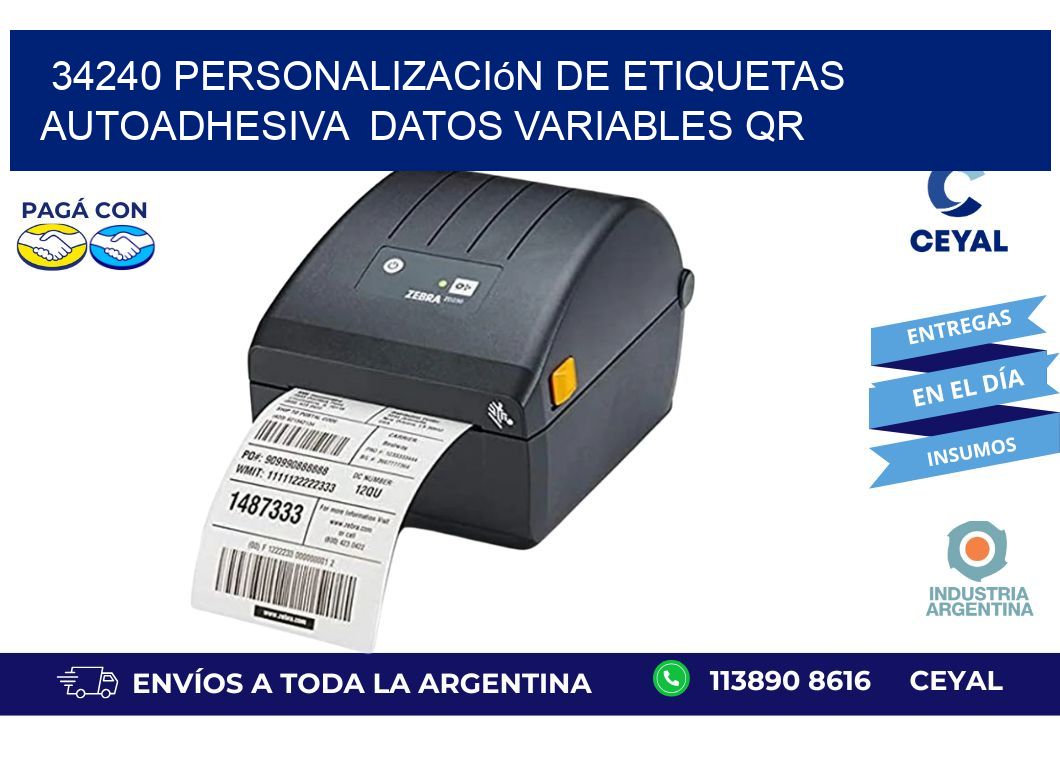 34240 Personalización de etiquetas autoadhesiva  datos variables QR