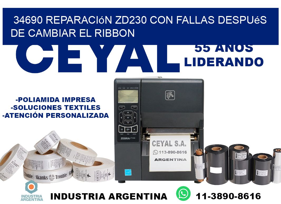 34690 reparación zd230 con fallas después de cambiar el ribbon