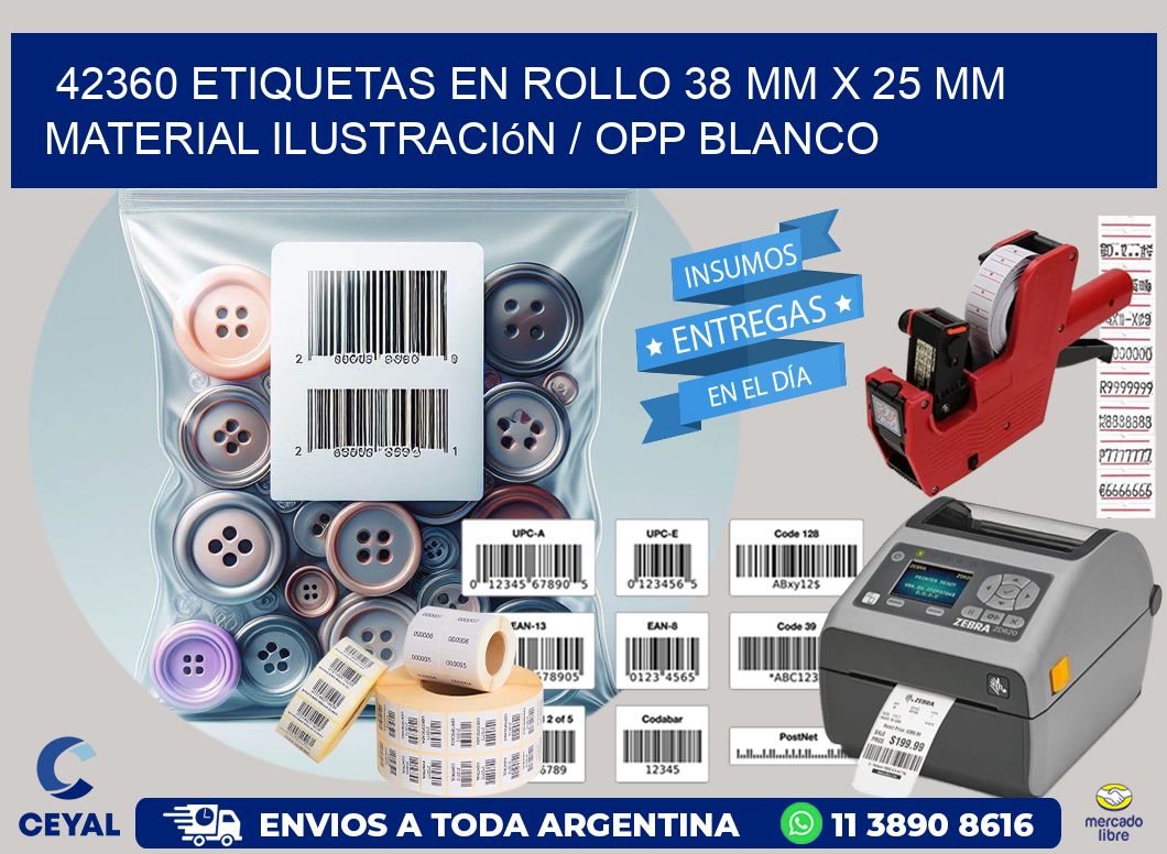 42360 Etiquetas en rollo 38 mm x 25 mm material Ilustración / OPP Blanco
