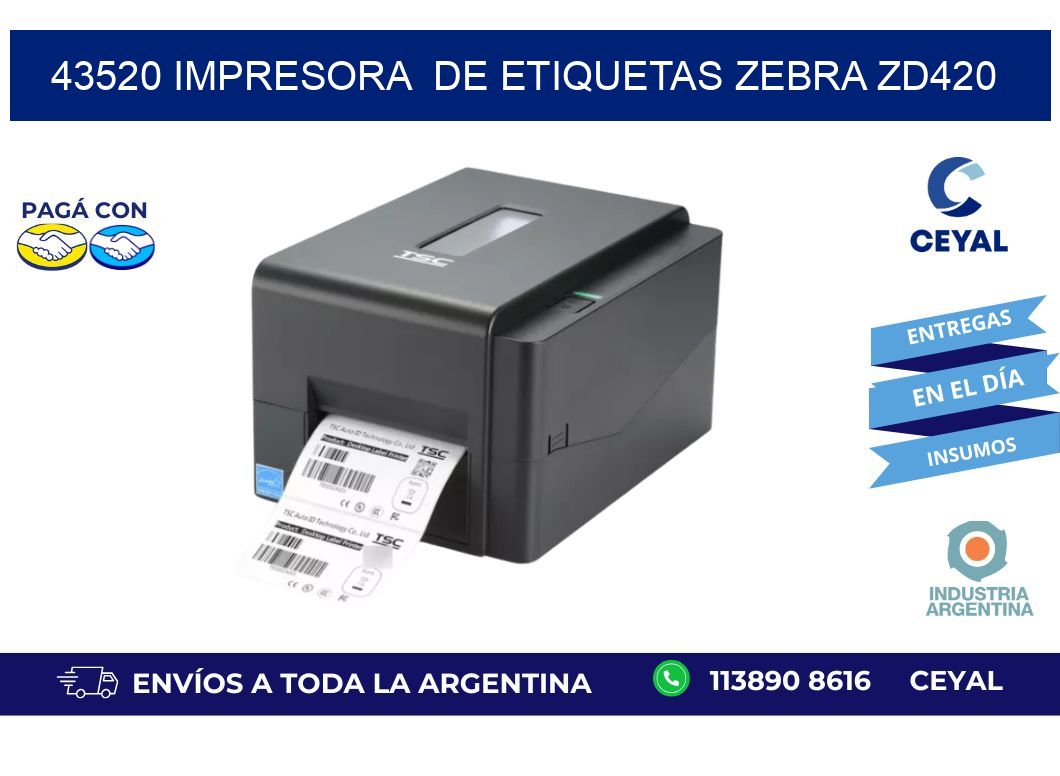 43520 impresora de etiquetas Zebra ZD420