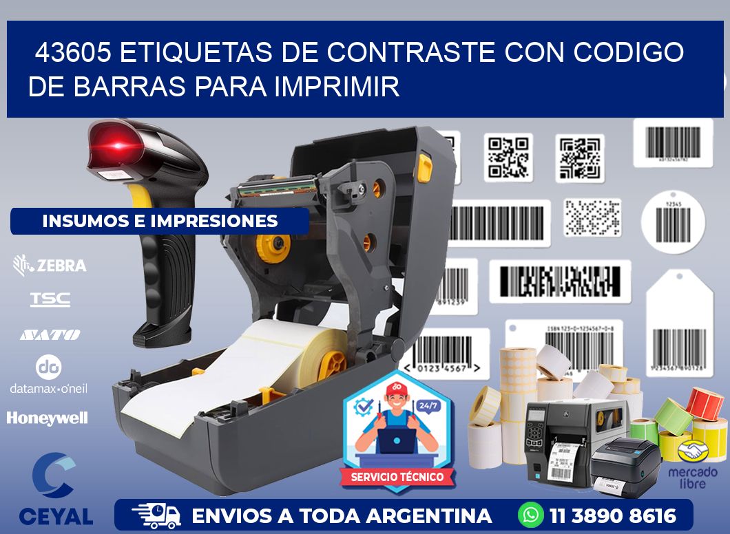 43605 etiquetas de contraste con codigo de barras para imprimir