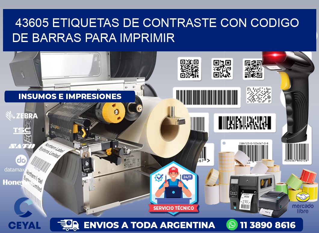 43605 etiquetas de contraste con codigo de barras para imprimir