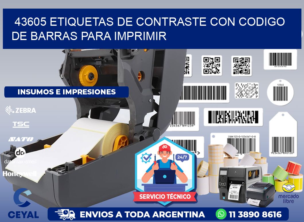 43605 etiquetas de contraste con codigo de barras para imprimir