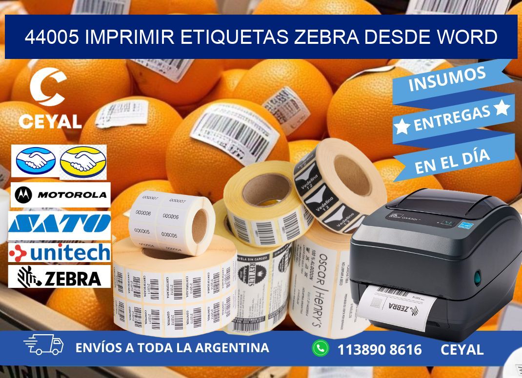 44005 imprimir etiquetas zebra desde word
