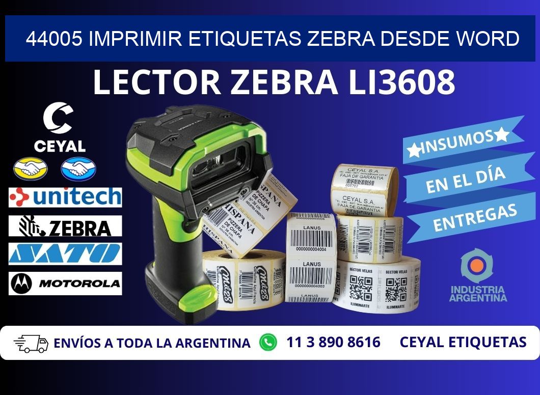 44005 imprimir etiquetas zebra desde word