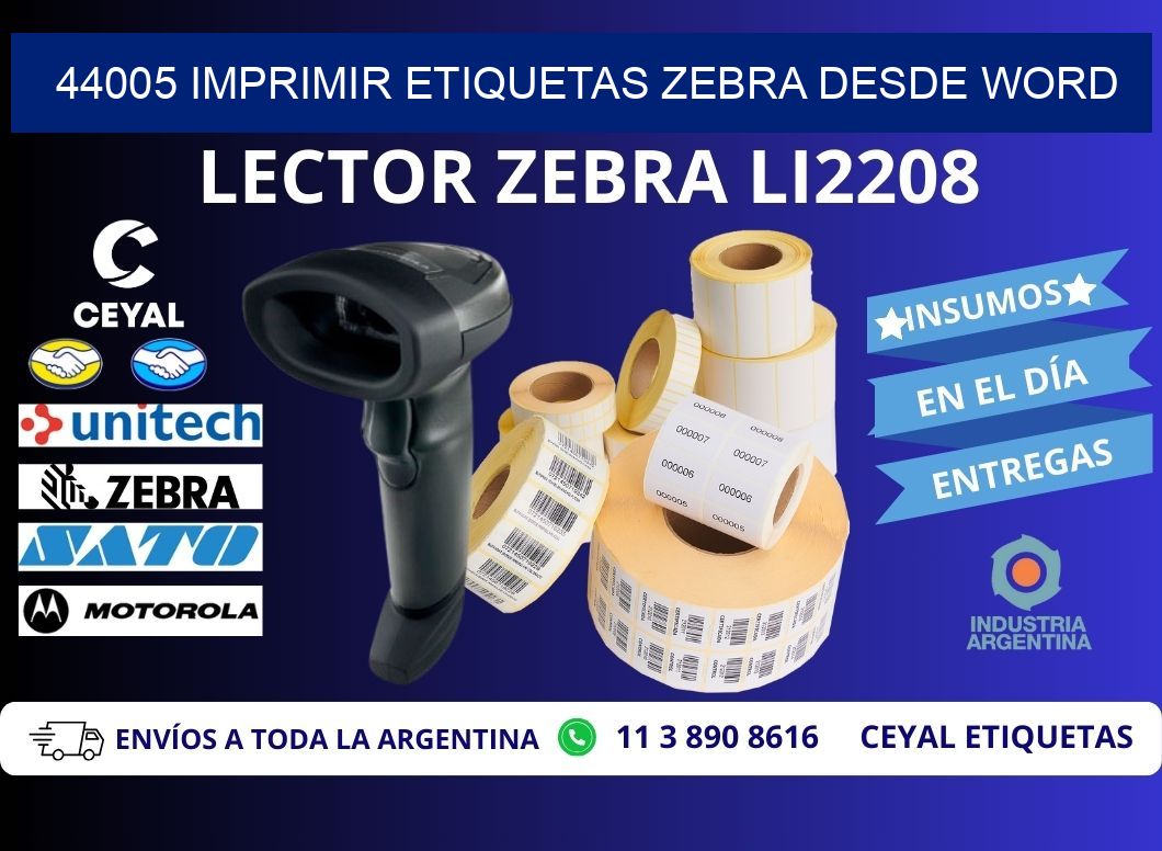 44005 imprimir etiquetas zebra desde word