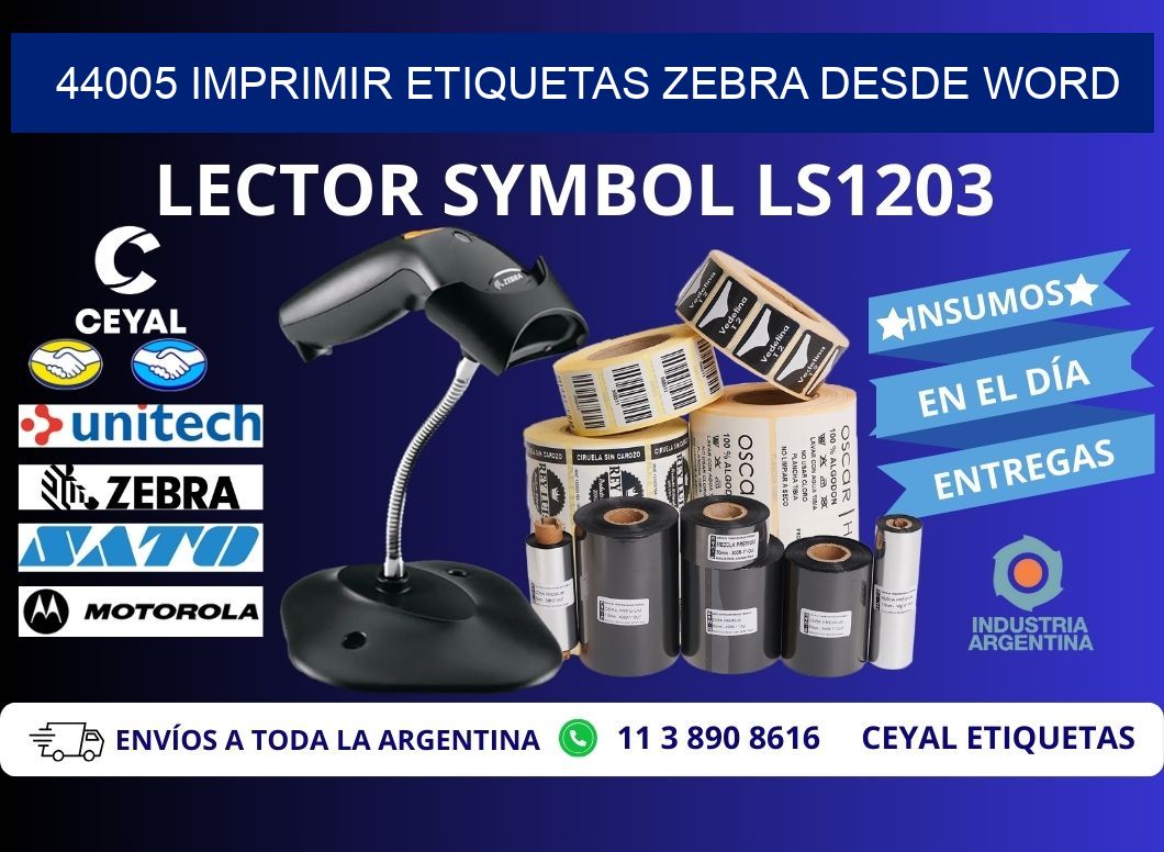 44005 imprimir etiquetas zebra desde word