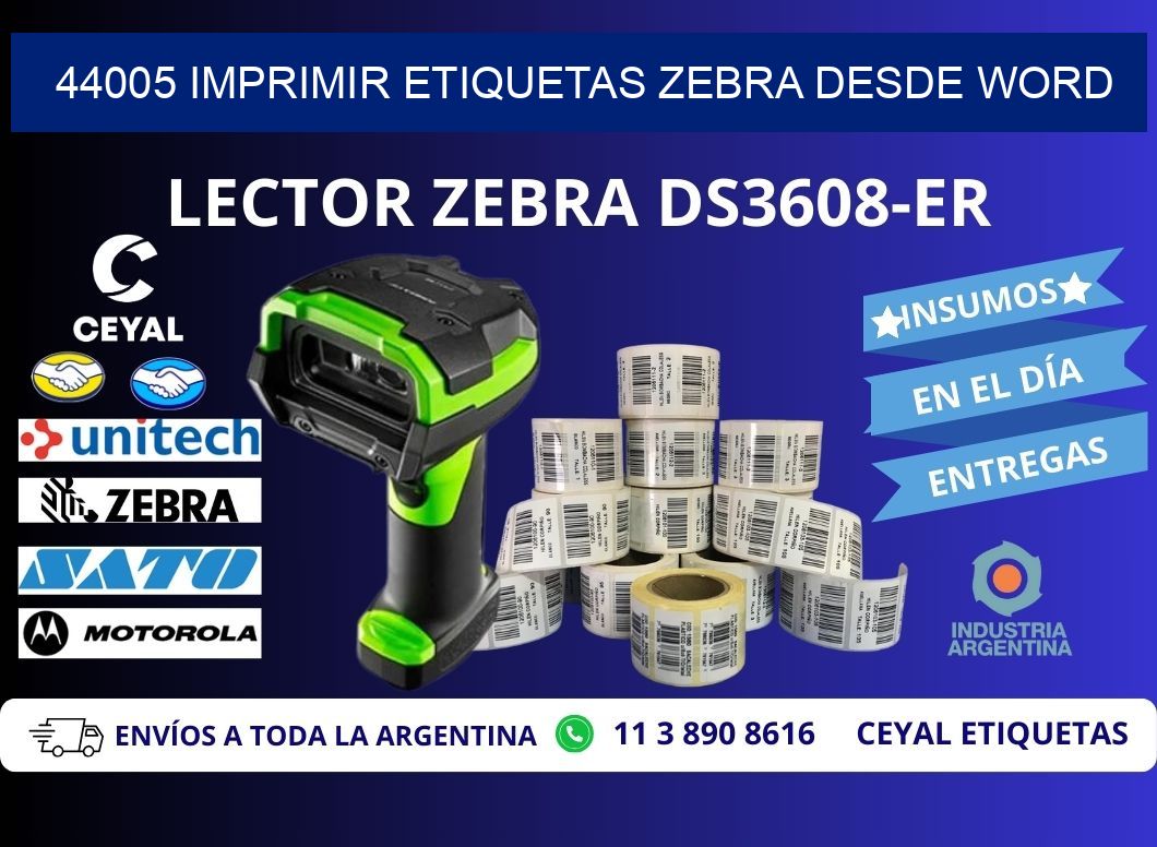 44005 imprimir etiquetas zebra desde word