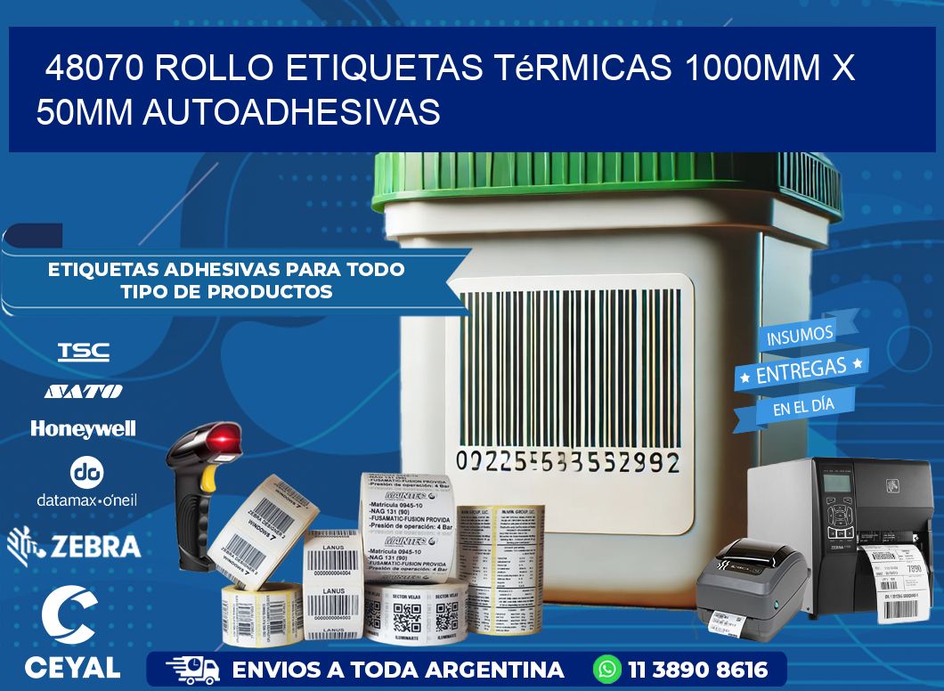 48070 Rollo Etiquetas Térmicas 1000mm X 50mm Autoadhesivas