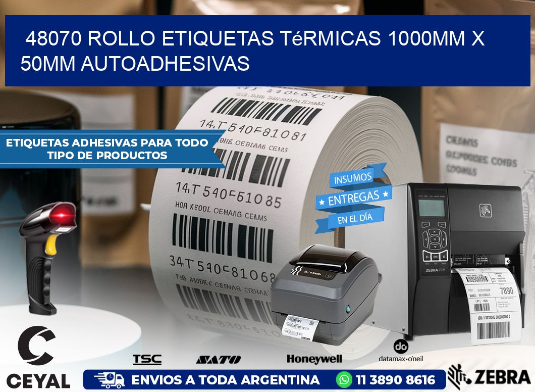 48070 Rollo Etiquetas Térmicas 1000mm X 50mm Autoadhesivas