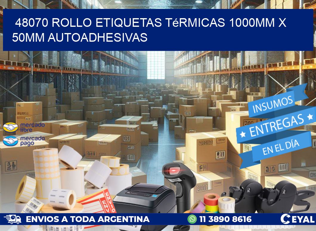 48070 Rollo Etiquetas Térmicas 1000mm X 50mm Autoadhesivas