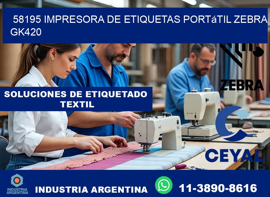 58195 impresora de etiquetas portátil Zebra GK420