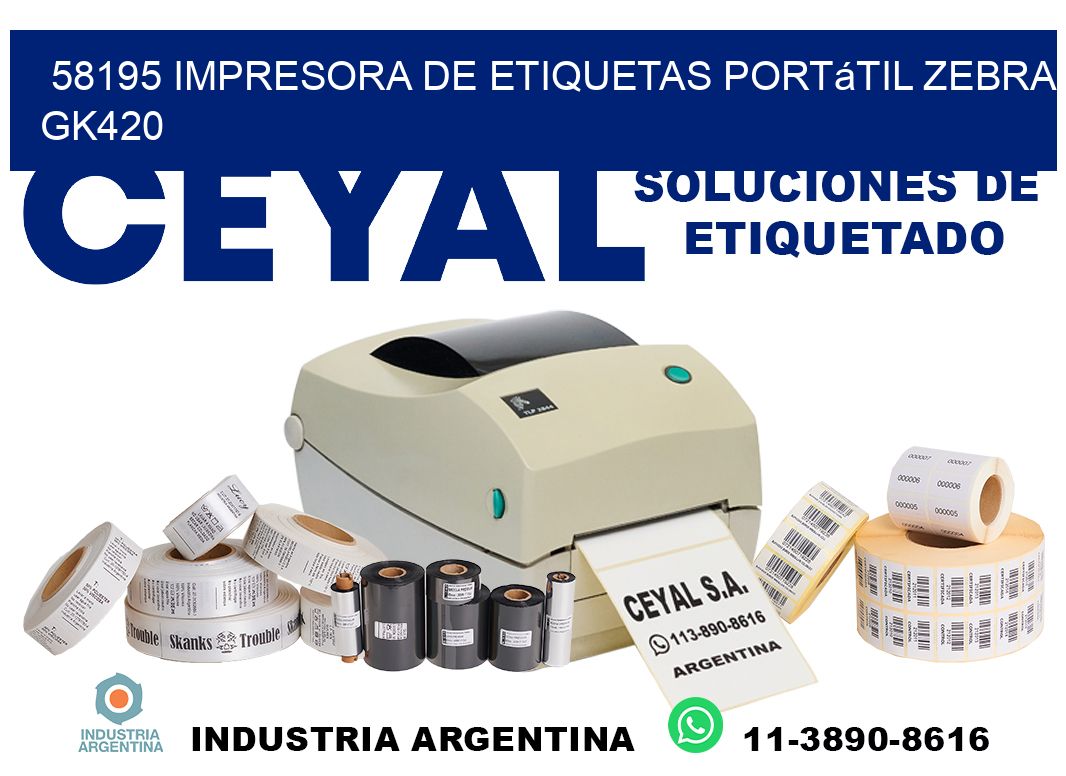 58195 impresora de etiquetas portátil Zebra GK420