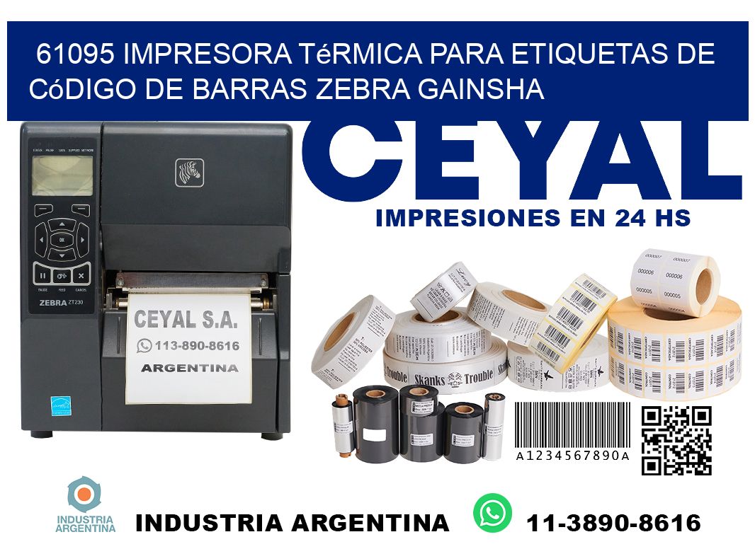 61095 impresora térmica para etiquetas de código de barras Zebra GAINSHA