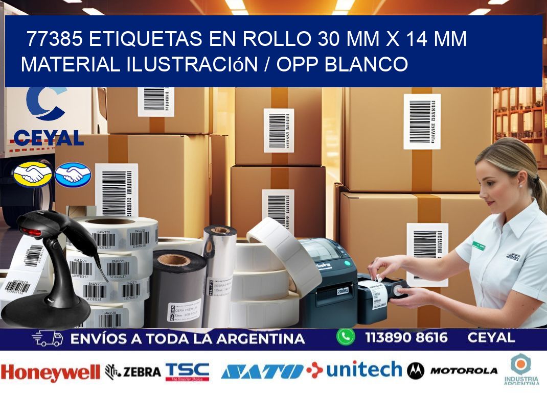 77385 Etiquetas en rollo 30 mm x 14 mm material Ilustración / OPP Blanco