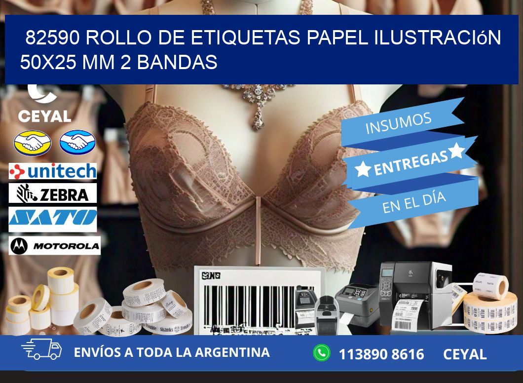 82590 Rollo de Etiquetas Papel Ilustración 50x25 Mm 2 Bandas