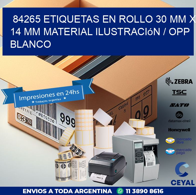 84265 Etiquetas en rollo 30 mm x 14 mm material Ilustración / OPP Blanco