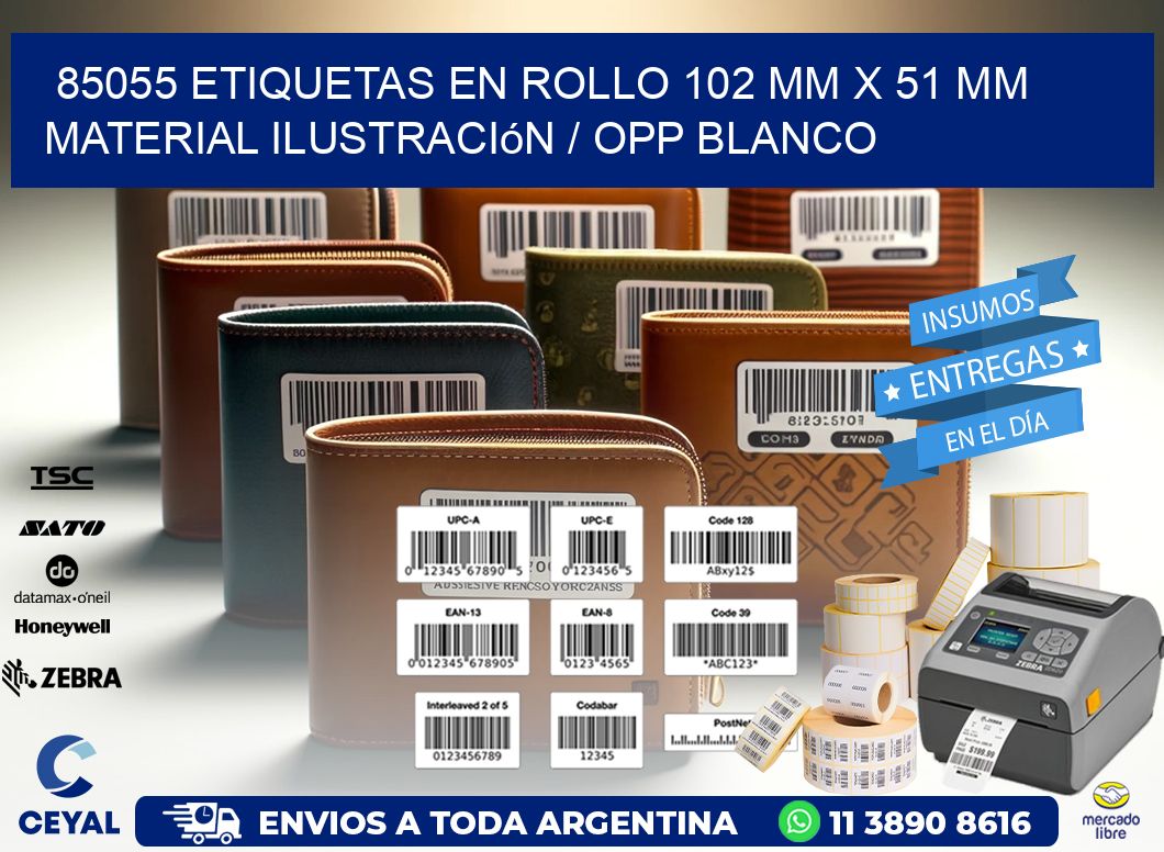 85055 Etiquetas en rollo 102 mm x 51 mm material Ilustración / OPP Blanco