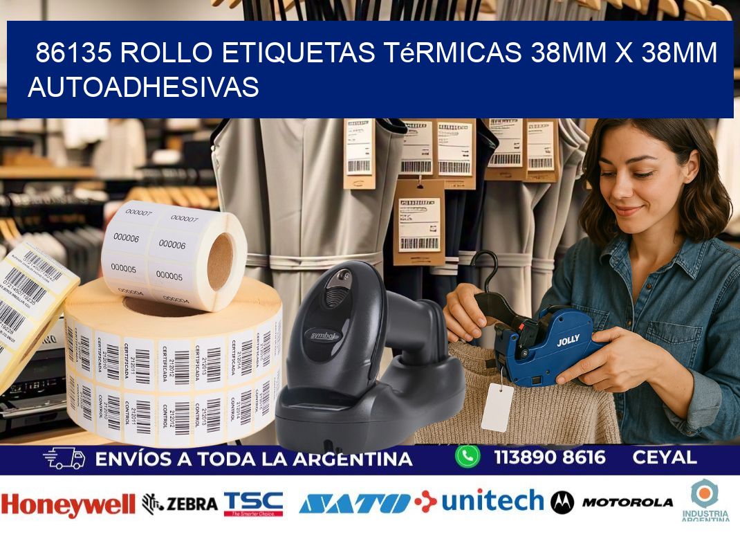 86135 Rollo Etiquetas Térmicas 38mm X 38mm Autoadhesivas