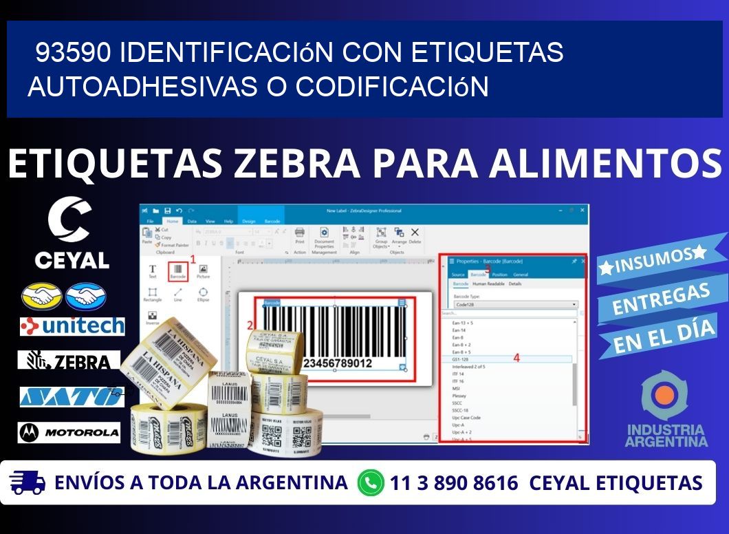 93590 identificación con etiquetas autoadhesivas o codificación