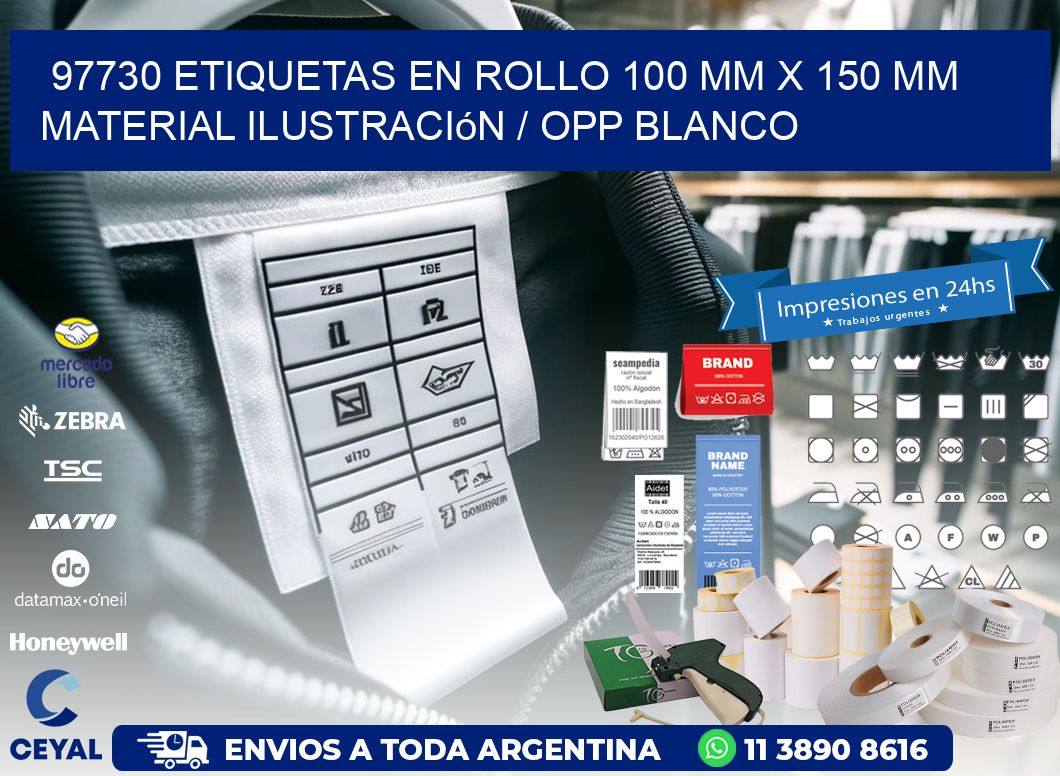 97730 Etiquetas en rollo 100 mm x 150 mm material Ilustración / OPP Blanco