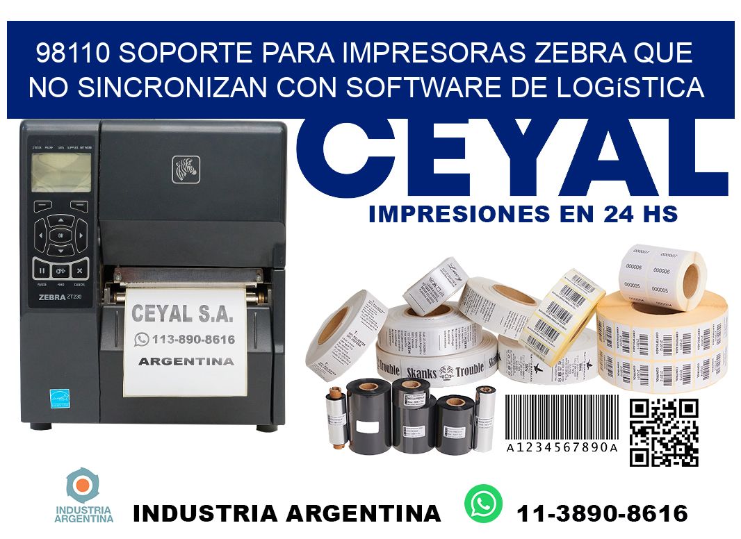 98110 soporte para impresoras zebra que no sincronizan con software de logística