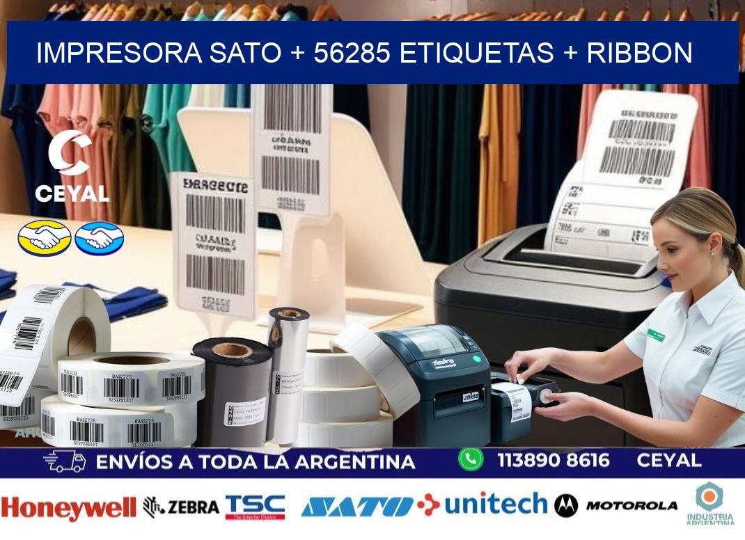 impresora SATO + 56285 etiquetas + ribbon